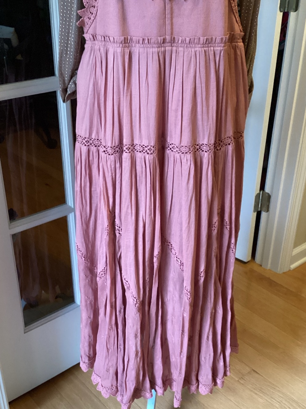 Free People Dusty Rose Pink Cotton Maxi Skirt Overalls - Picture 3 of 16